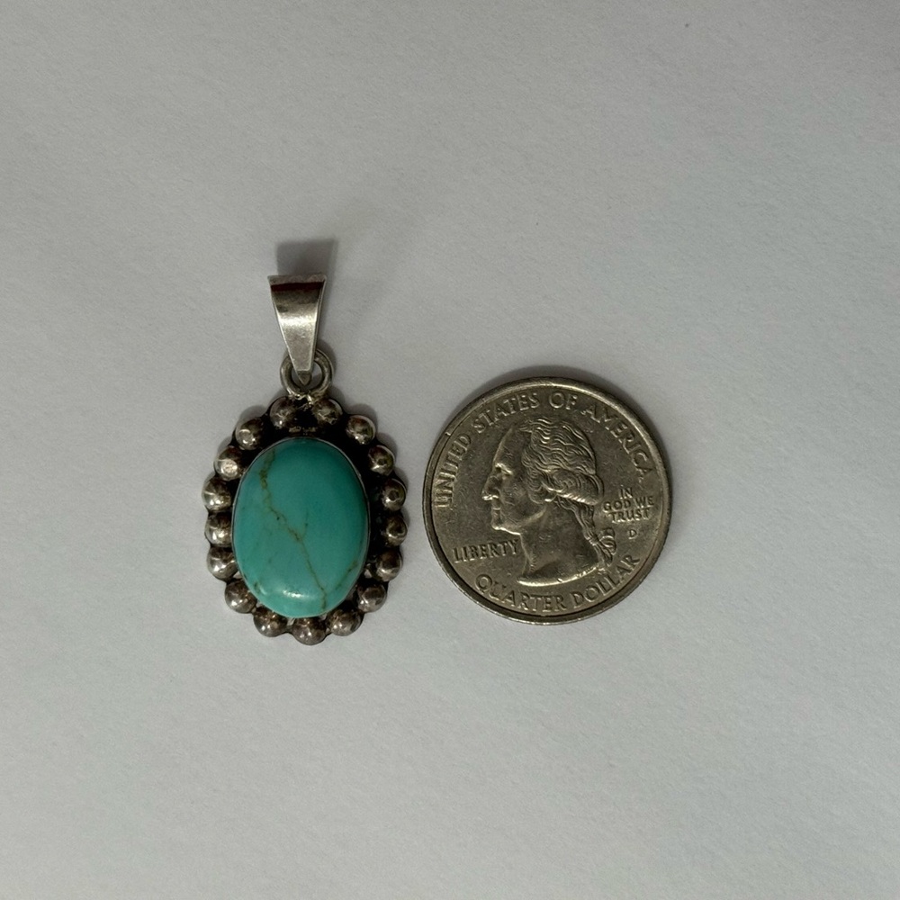 Turquoise and Silver Pendant  "TD-29 MEXICO 925"